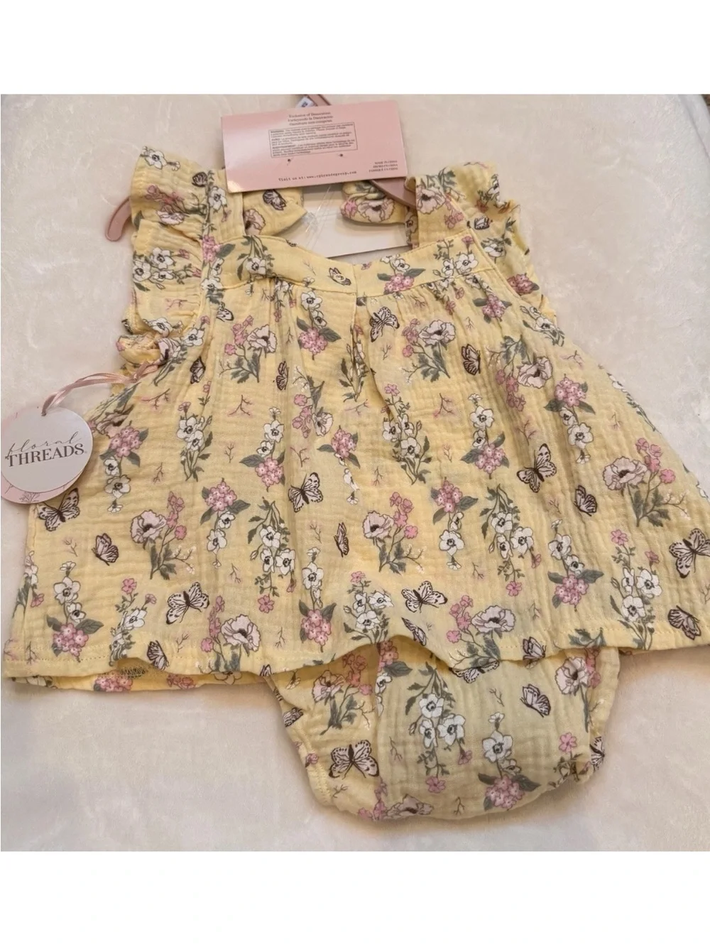 Floral Infant 18/24 mo. 100% Cotton Gauze Dress with Matching Headband